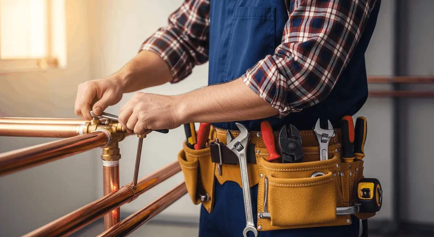 Professional plumber working